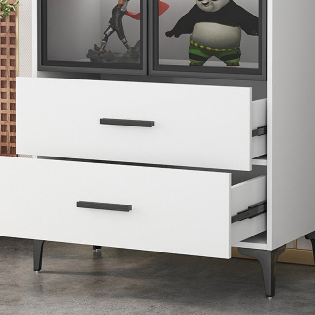 Modern Accent Cabinet Stain Resistant Metal and Wood Cabinet with Doors