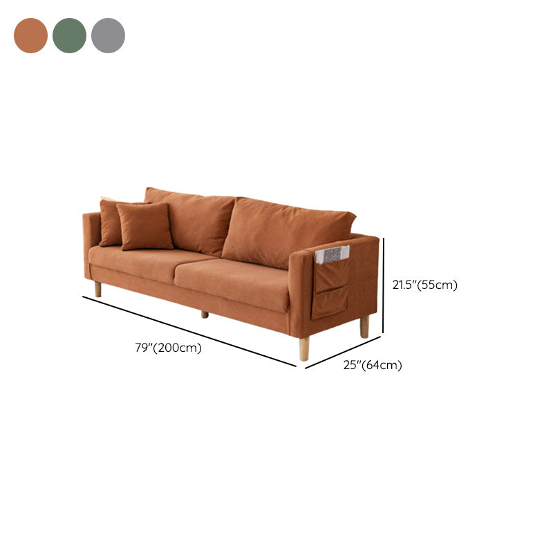 25" Wide Contemporary Sofa Fabric Square Arm Standard Seating with Storage