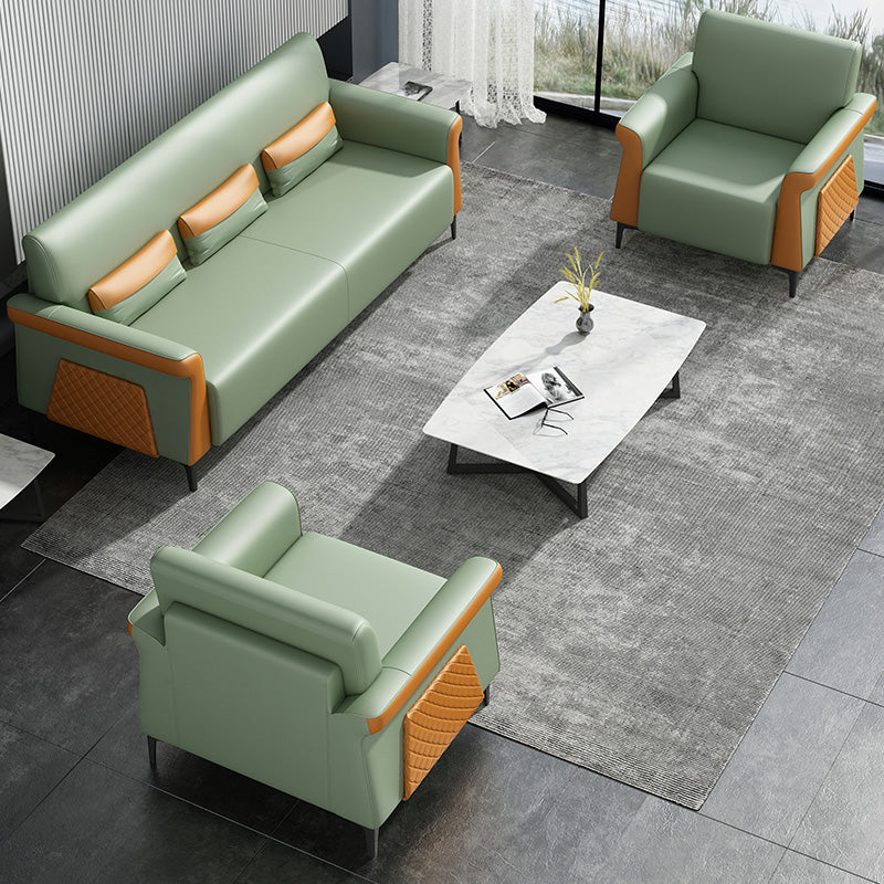 Flared Arm Sofa 30.31" High Faux Leather Sofa with Loose Back