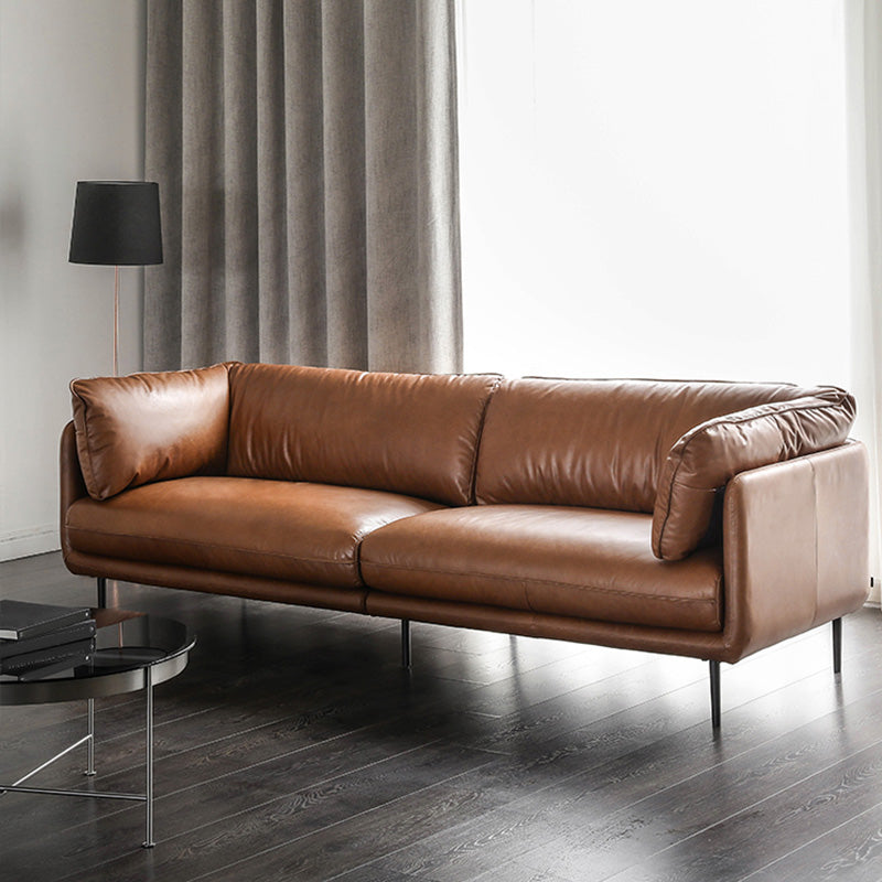 Faux Leather Sofa 31.49" High Tuxedo Arm Sofa with Loose Back
