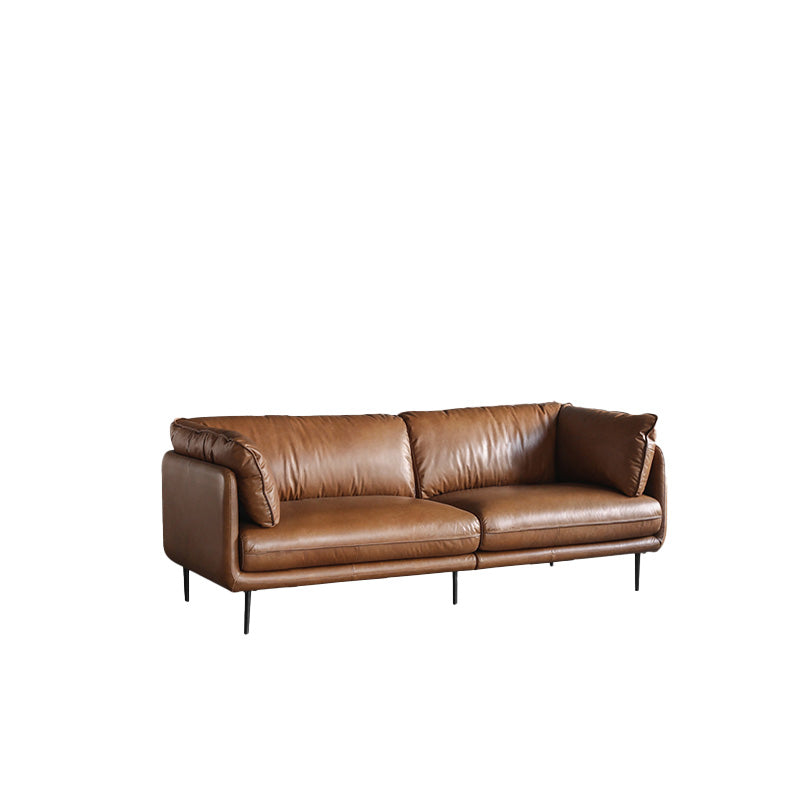 Faux Leather Sofa 31.49" High Tuxedo Arm Sofa with Loose Back