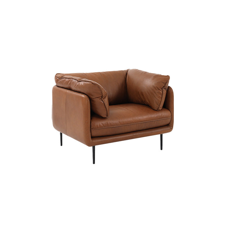 Faux Leather Sofa 31.49" High Tuxedo Arm Sofa with Loose Back