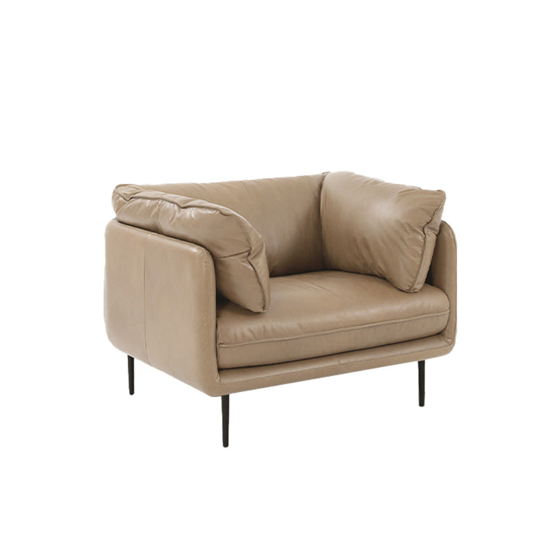 Faux Leather Sofa 31.49" High Tuxedo Arm Sofa with Loose Back