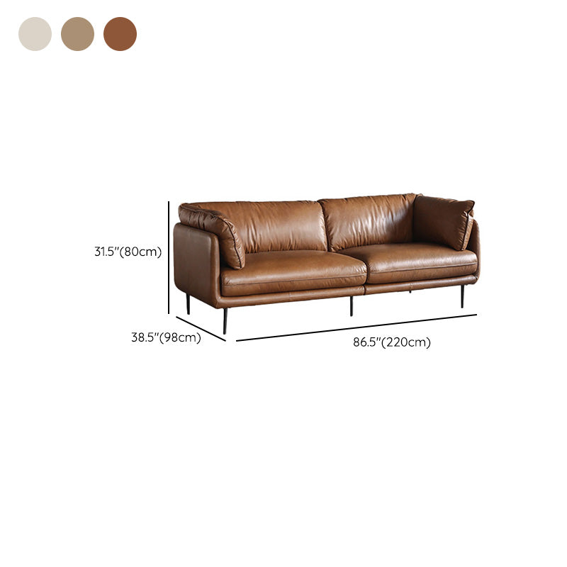 Faux Leather Sofa 31.49" High Tuxedo Arm Sofa with Loose Back