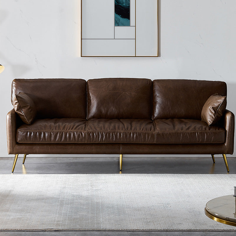 31.88" High Sofa Contemporary Faux Leather Square Arm Sofa with Cushions