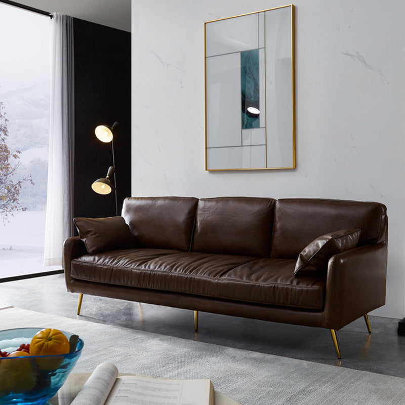 31.88" High Sofa Contemporary Faux Leather Square Arm Sofa with Cushions