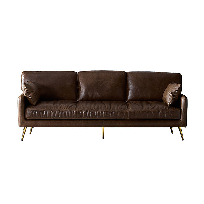 31.88" High Sofa Contemporary Faux Leather Square Arm Sofa with Cushions