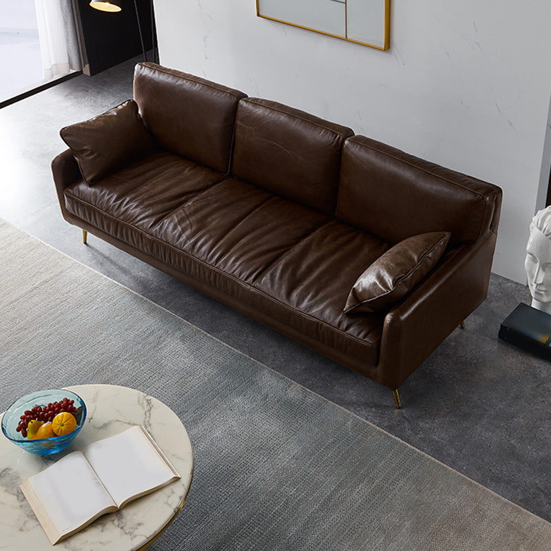 31.88" High Sofa Contemporary Faux Leather Square Arm Sofa with Cushions