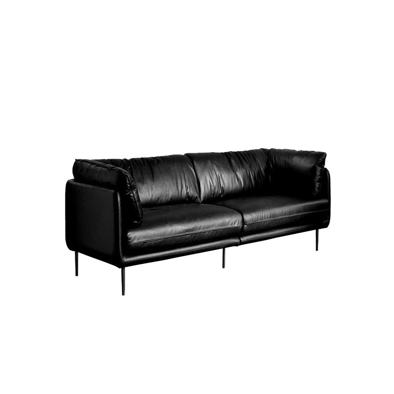 Contemporary 31.49" High Sofa Genuine Leather Tuxedo Arm Sofa