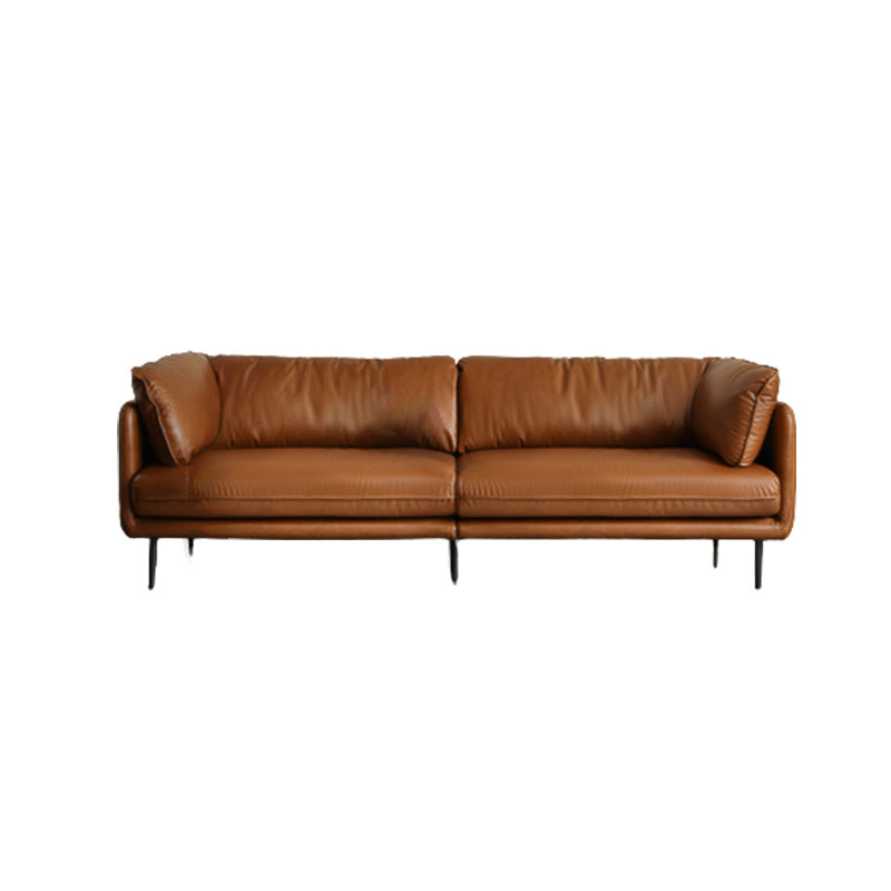 Contemporary 31.49" High Sofa Genuine Leather Tuxedo Arm Sofa