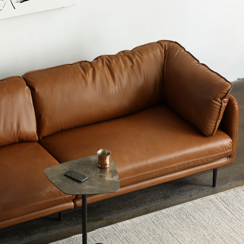 Contemporary 31.49" High Sofa Genuine Leather Tuxedo Arm Sofa