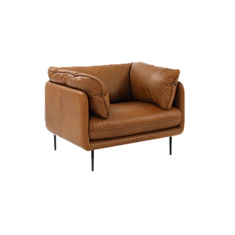 Contemporary 31.49" High Sofa Genuine Leather Tuxedo Arm Sofa