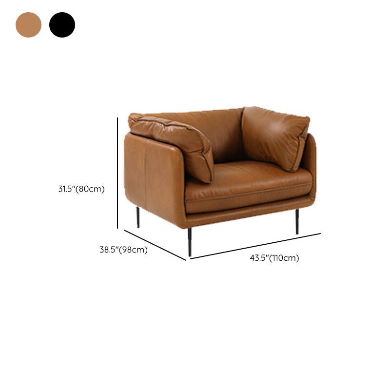 Contemporary 31.49" High Sofa Genuine Leather Tuxedo Arm Sofa
