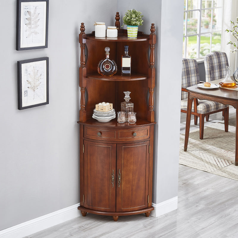 Mid-century Modern 1- Door Cabinet Wooden Corner Cabinet with Shelf