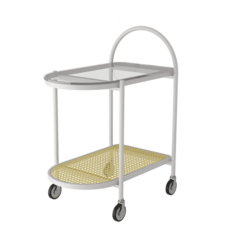 23.62" Wide Metal Side Table Oval Glass Top Sofa Side Accent Table