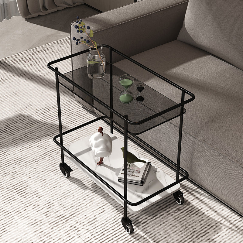 23.62" Tall 4 Legs Side Table Modernistic Metal Side End Snack Table