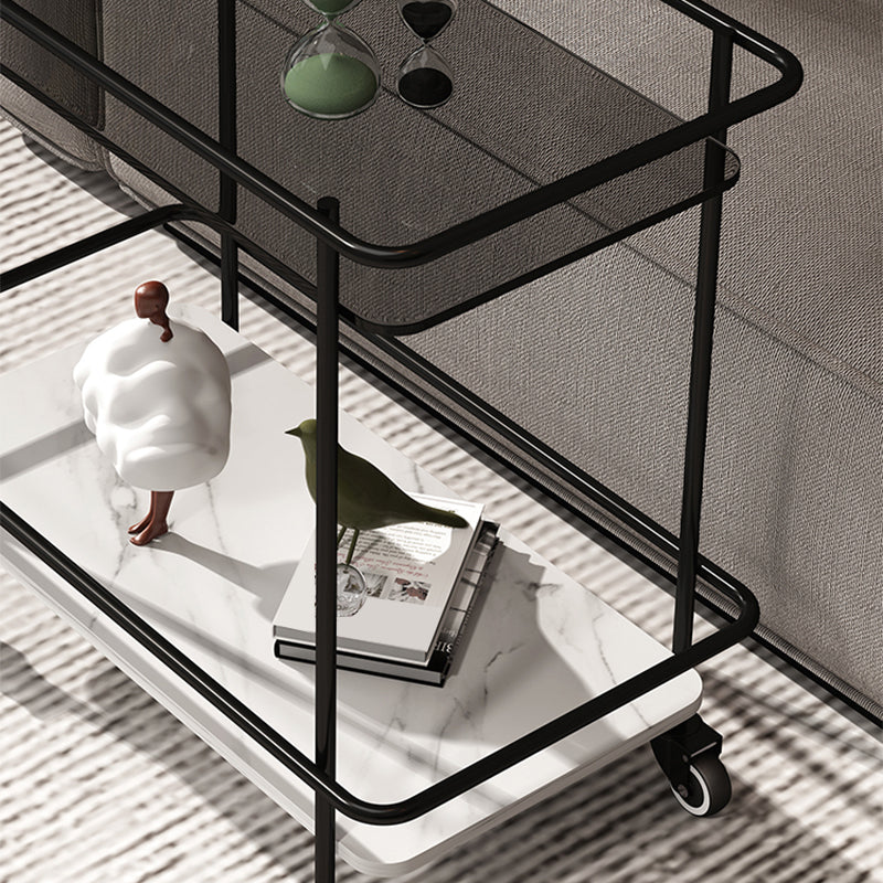 23.62" Tall 4 Legs Side Table Modernistic Metal Side End Snack Table