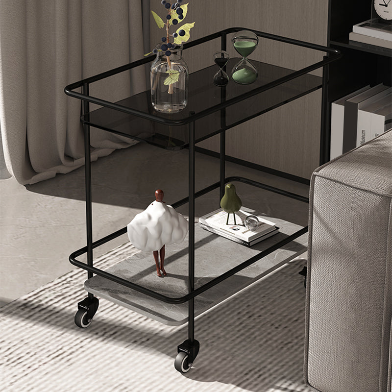23.62" Tall 4 Legs Side Table Modernistic Metal Side End Snack Table