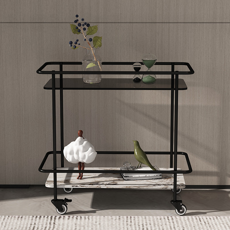 23.62" Tall 4 Legs Side Table Modernistic Metal Side End Snack Table