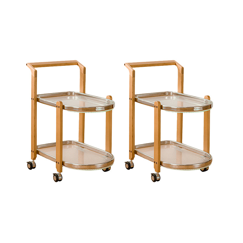 15" Wide Contemporary Corner Table Solid Wood Double Tier Accent Side Table