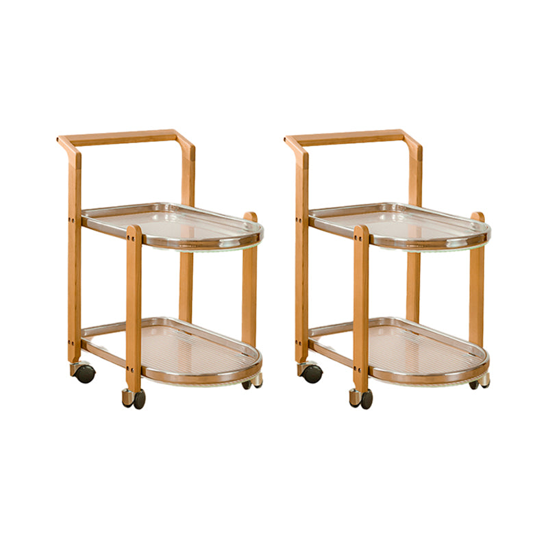 15" Wide Contemporary Corner Table Solid Wood Double Tier Accent Side Table