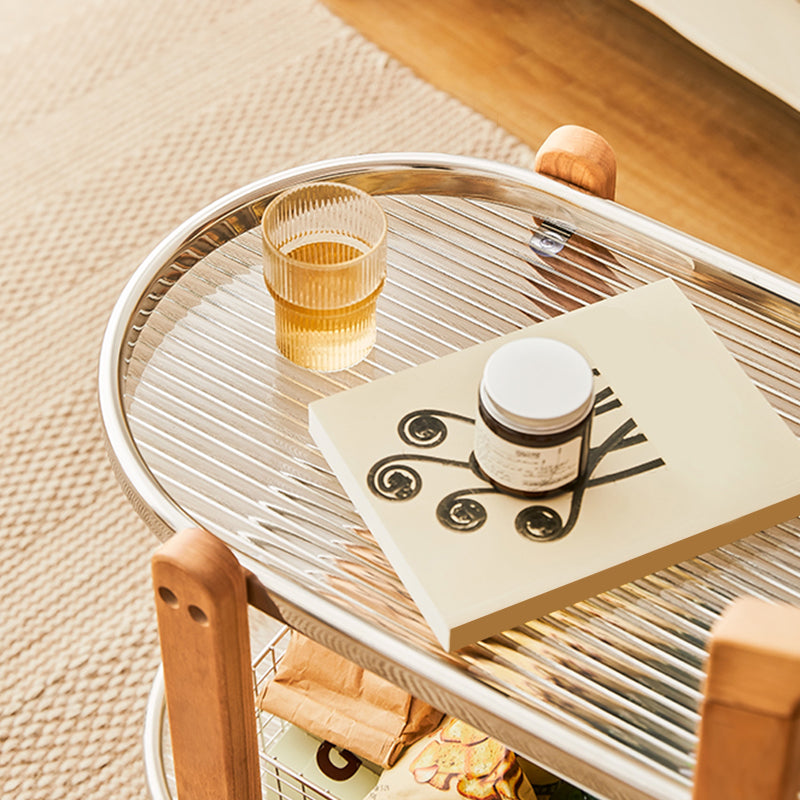 15" Wide Contemporary Corner Table Solid Wood Double Tier Accent Side Table