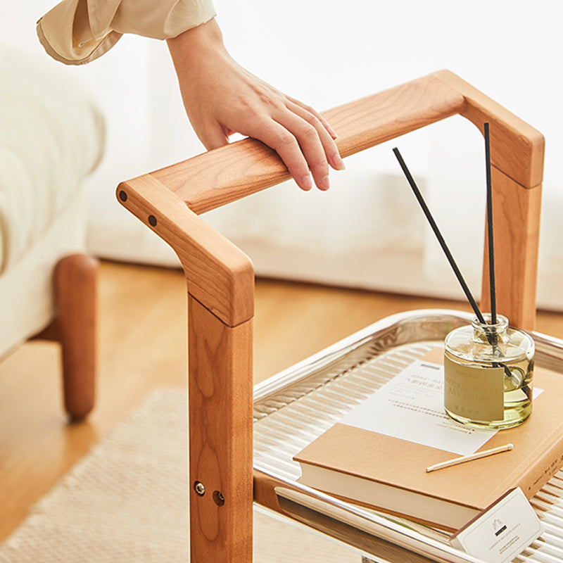 15" Wide Contemporary Corner Table Solid Wood Double Tier Accent Side Table