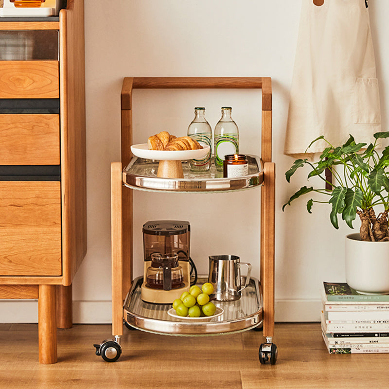 15" Wide Contemporary Corner Table Solid Wood Double Tier Accent Side Table