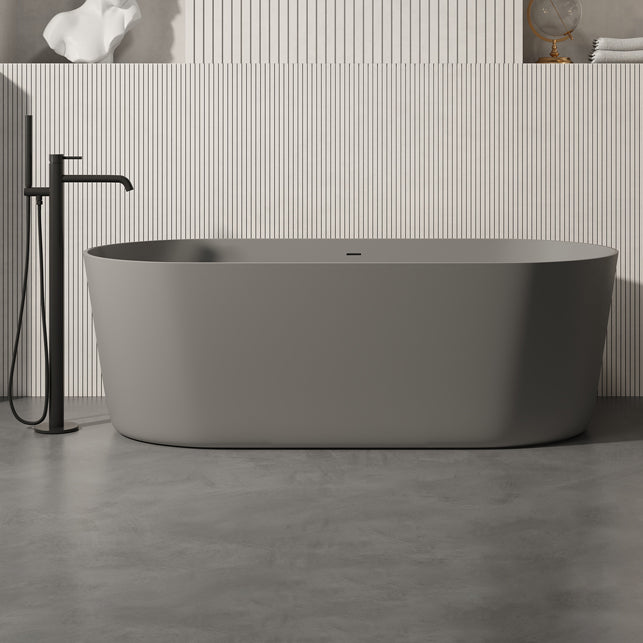 Antique Finish Oval Soaking Bathtub Back to Wall Modern Bath Tub