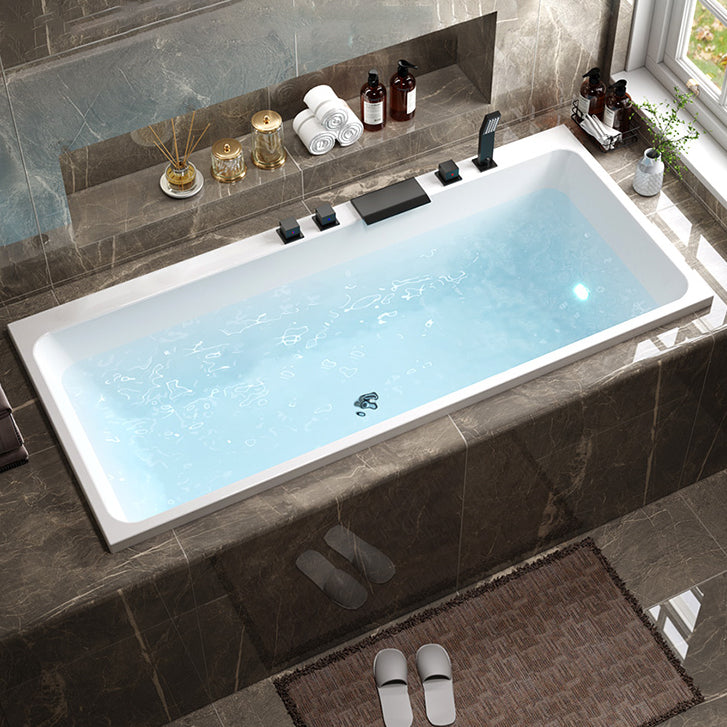 Modern Rectangular Drop in Bathtub Acrylic Soaking White Bath