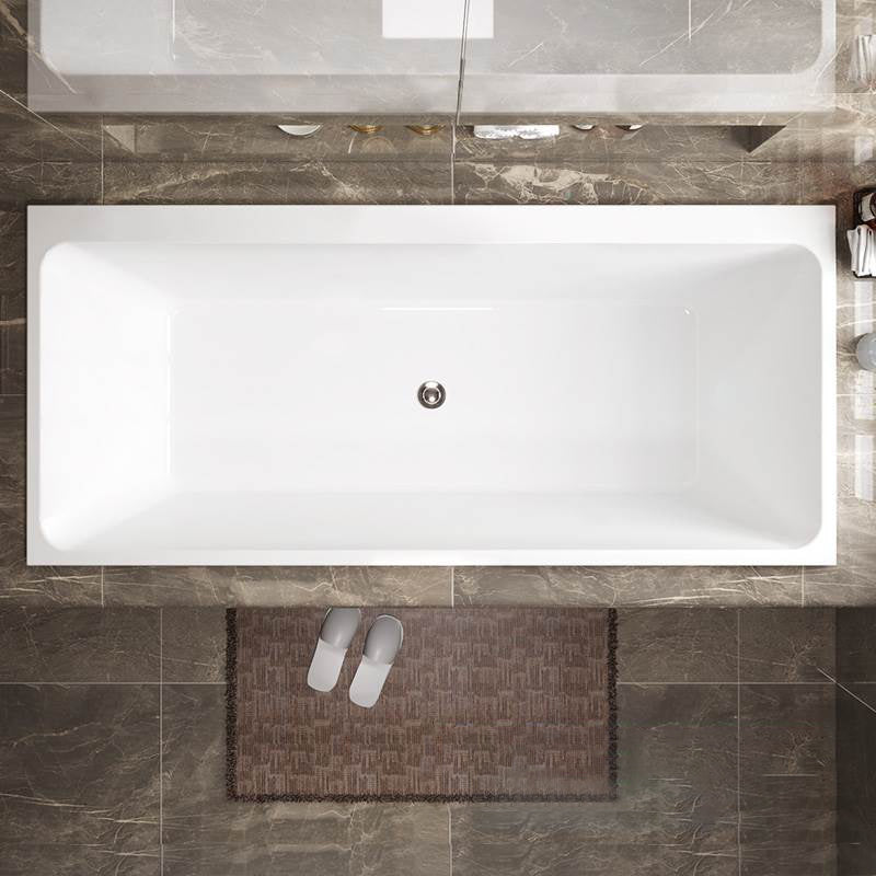 Modern Rectangular Drop in Bathtub Acrylic Soaking White Bath