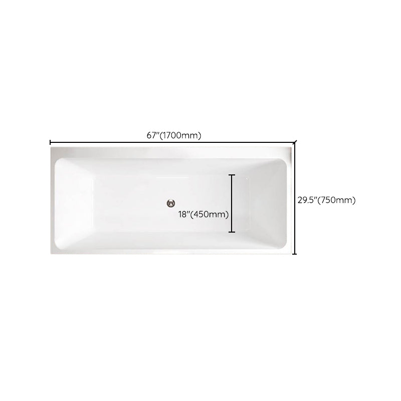 Modern Rectangular Drop in Bathtub Acrylic Soaking White Bath