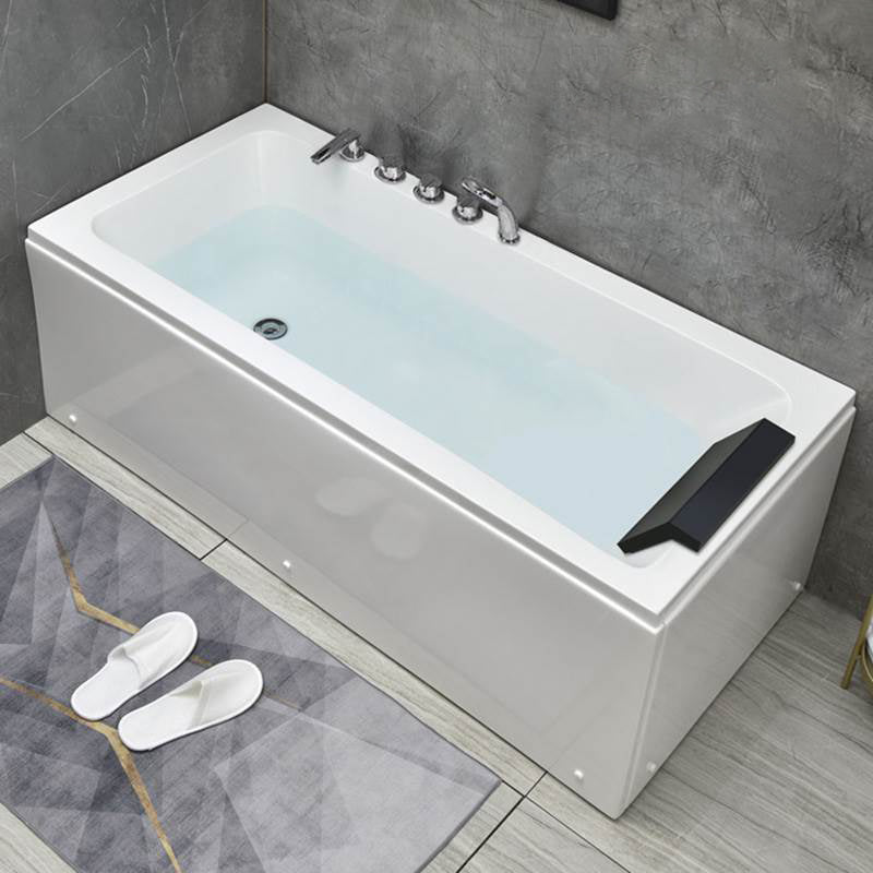 Flat Bottom Soaking Bathtub Antique Finish Rectangular Modern Tub
