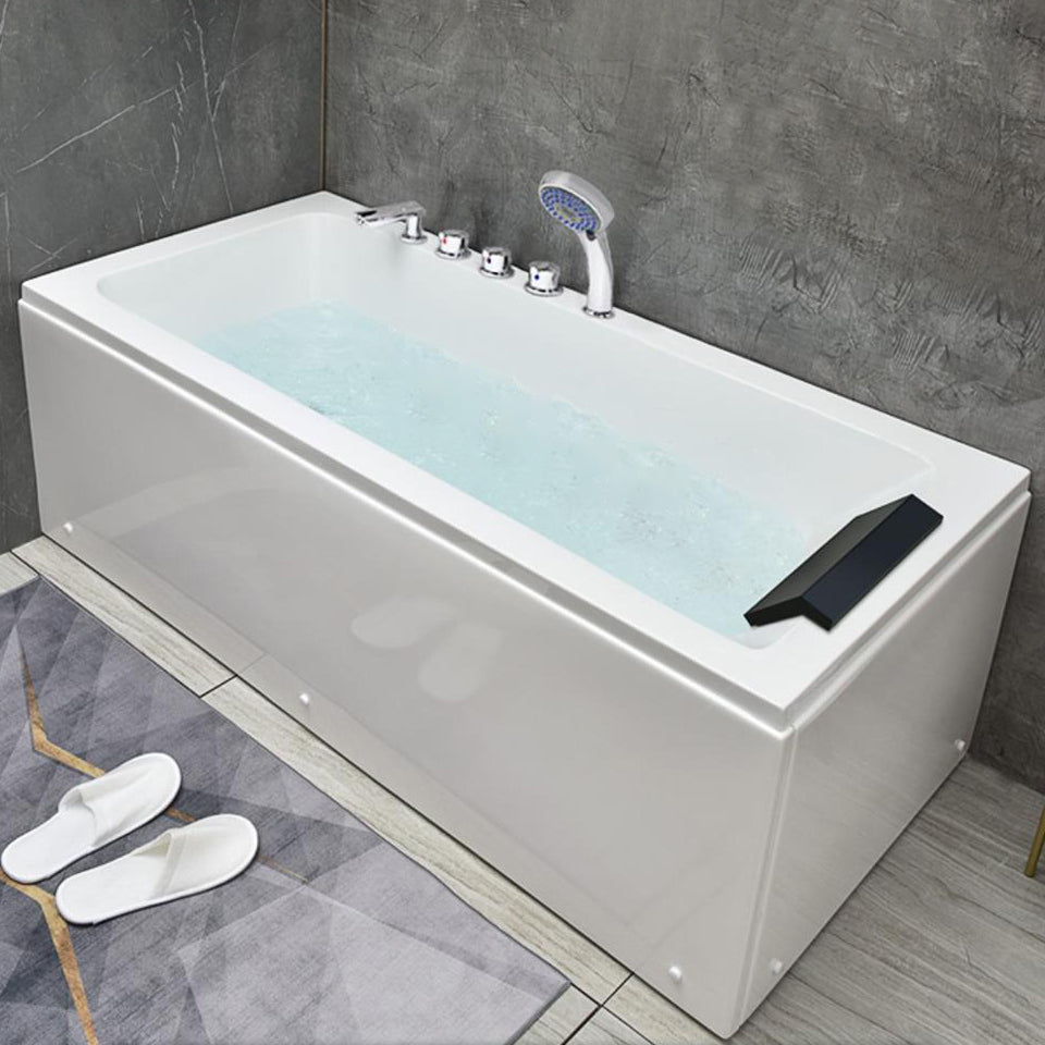 Flat Bottom Soaking Bathtub Antique Finish Rectangular Modern Tub