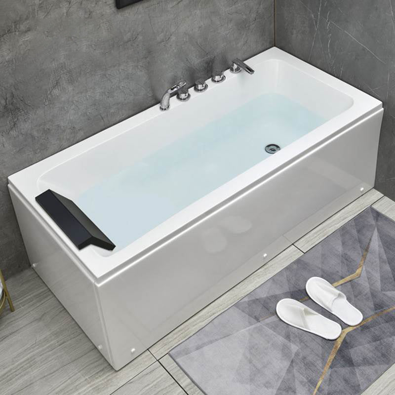Flat Bottom Soaking Bathtub Antique Finish Rectangular Modern Tub