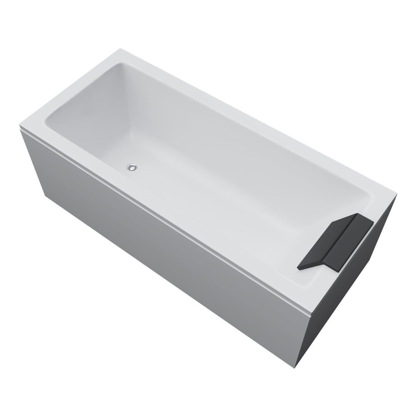 Flat Bottom Soaking Bathtub Antique Finish Rectangular Modern Tub