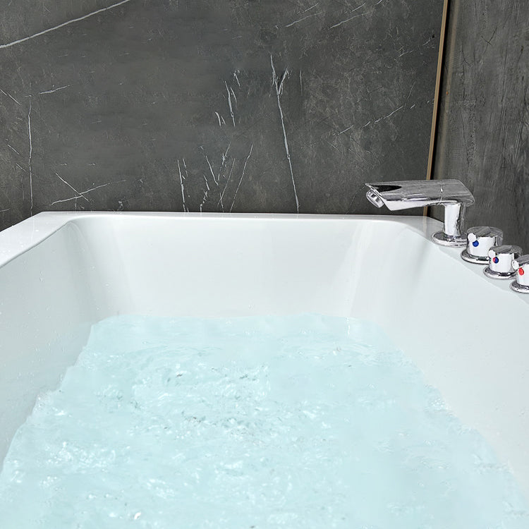 Flat Bottom Soaking Bathtub Antique Finish Rectangular Modern Tub