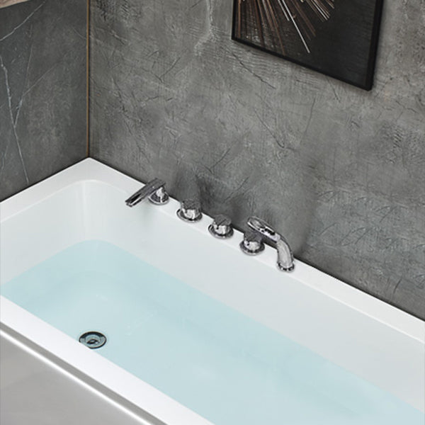 Flat Bottom Soaking Bathtub Antique Finish Rectangular Modern Tub