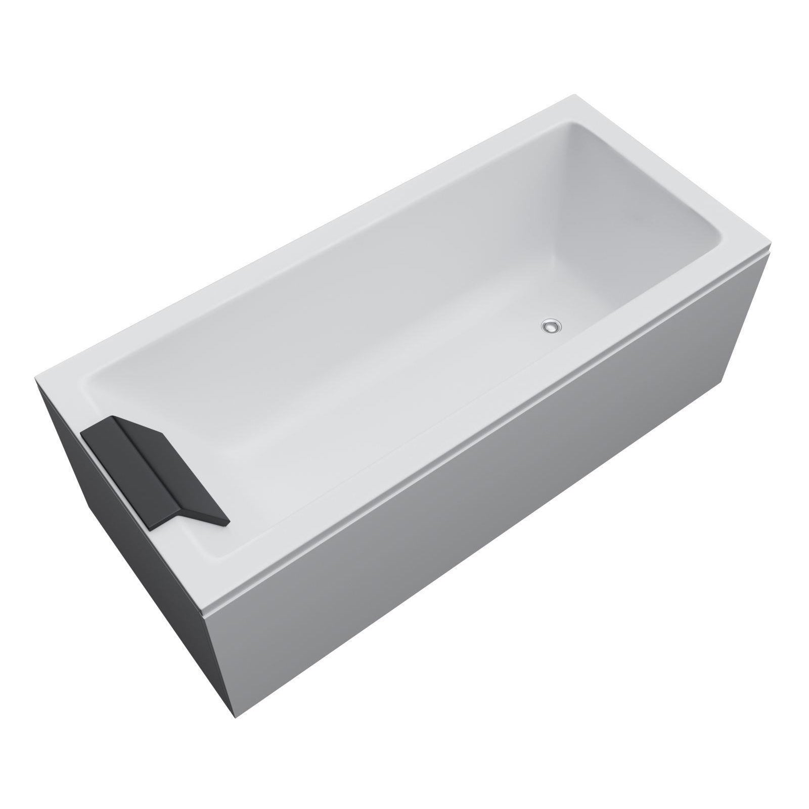 Flat Bottom Soaking Bathtub Antique Finish Rectangular Modern Tub