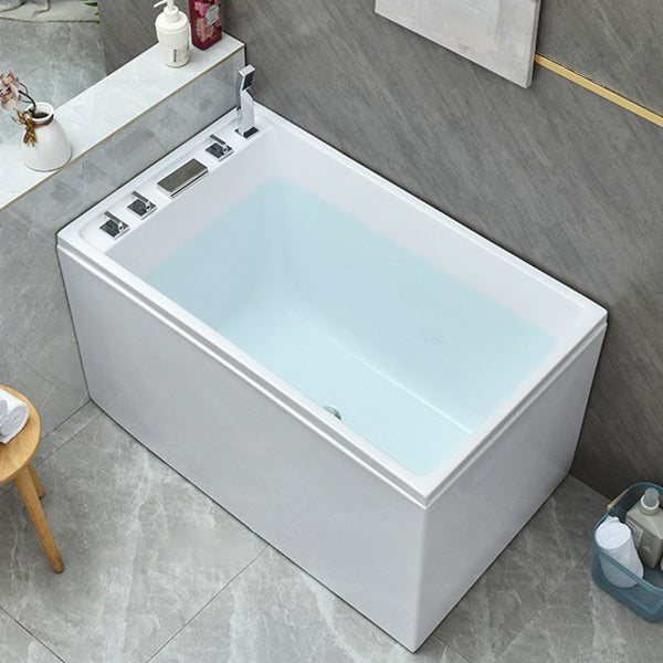 Freestanding Acrylic Rectangular Bath Soaking Center White Bathtub