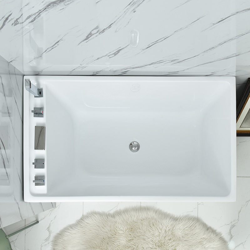 Freestanding Acrylic Rectangular Bath Soaking Center White Bathtub