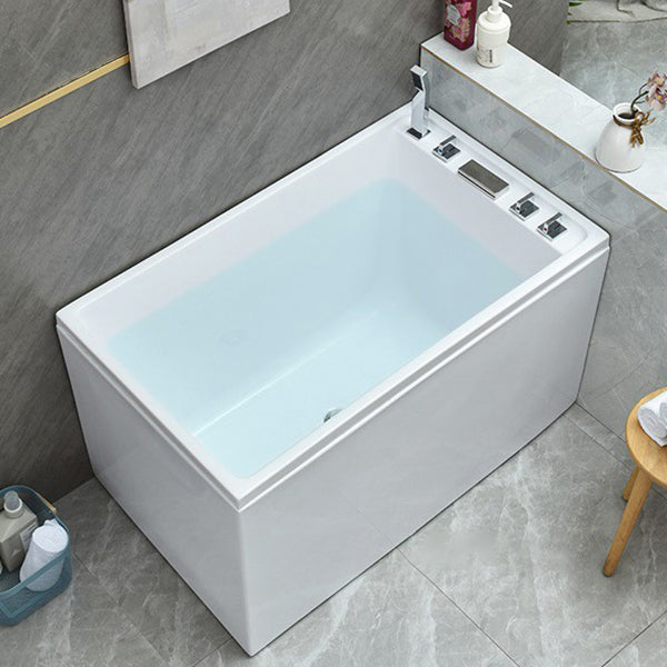 Freestanding Acrylic Rectangular Bath Soaking Center White Bathtub