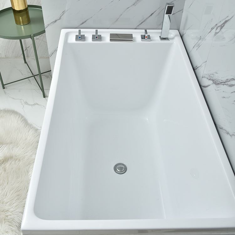 Freestanding Acrylic Rectangular Bath Soaking Center White Bathtub