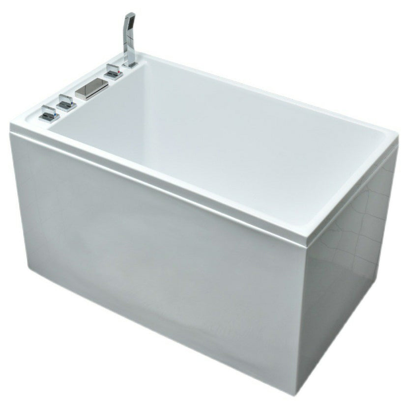 Freestanding Acrylic Rectangular Bath Soaking Center White Bathtub