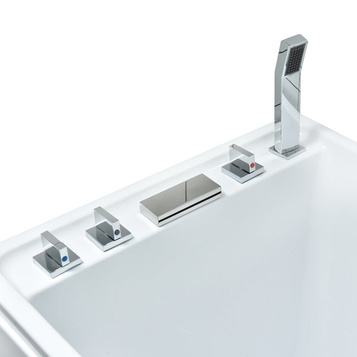 Freestanding Acrylic Rectangular Bath Soaking Center White Bathtub