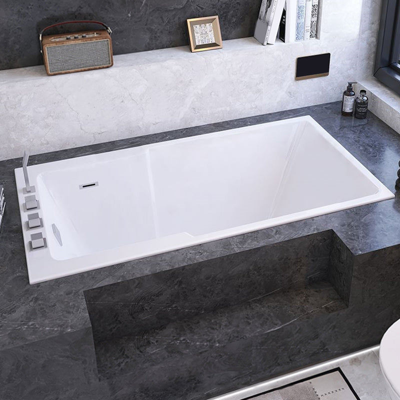 Modern Soaking Acrylic Bathtub Rectangular Drop-in White Bath