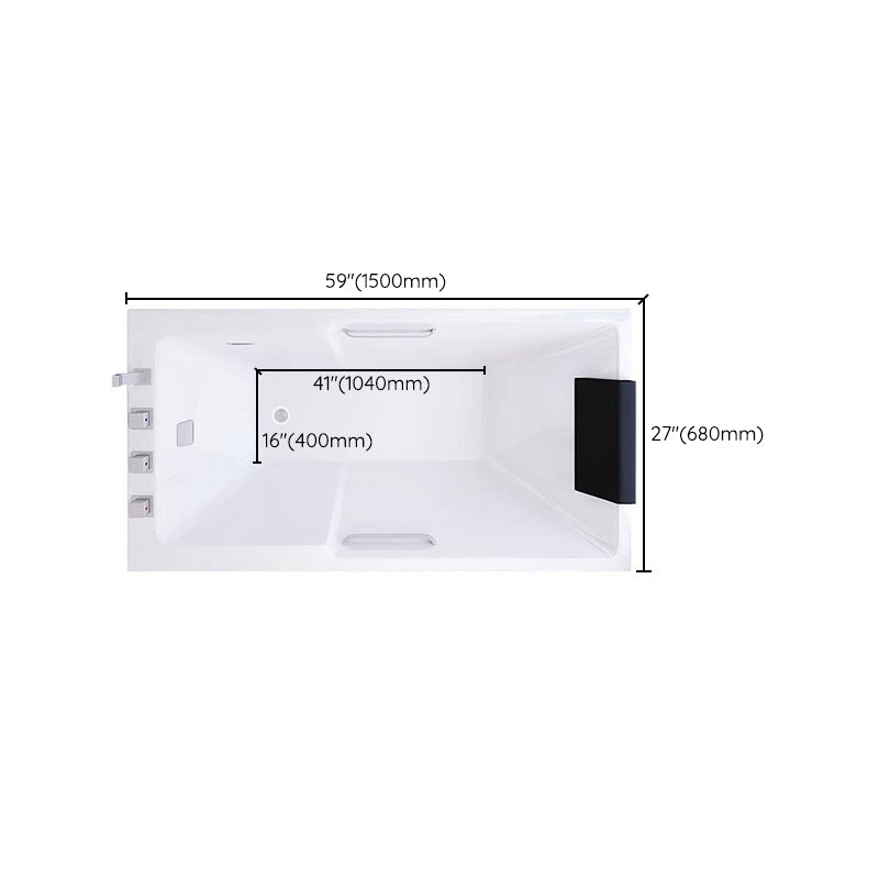 Modern Soaking Acrylic Bathtub Rectangular Drop-in White Bath