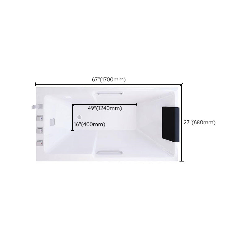 Modern Soaking Acrylic Bathtub Rectangular Drop-in White Bath
