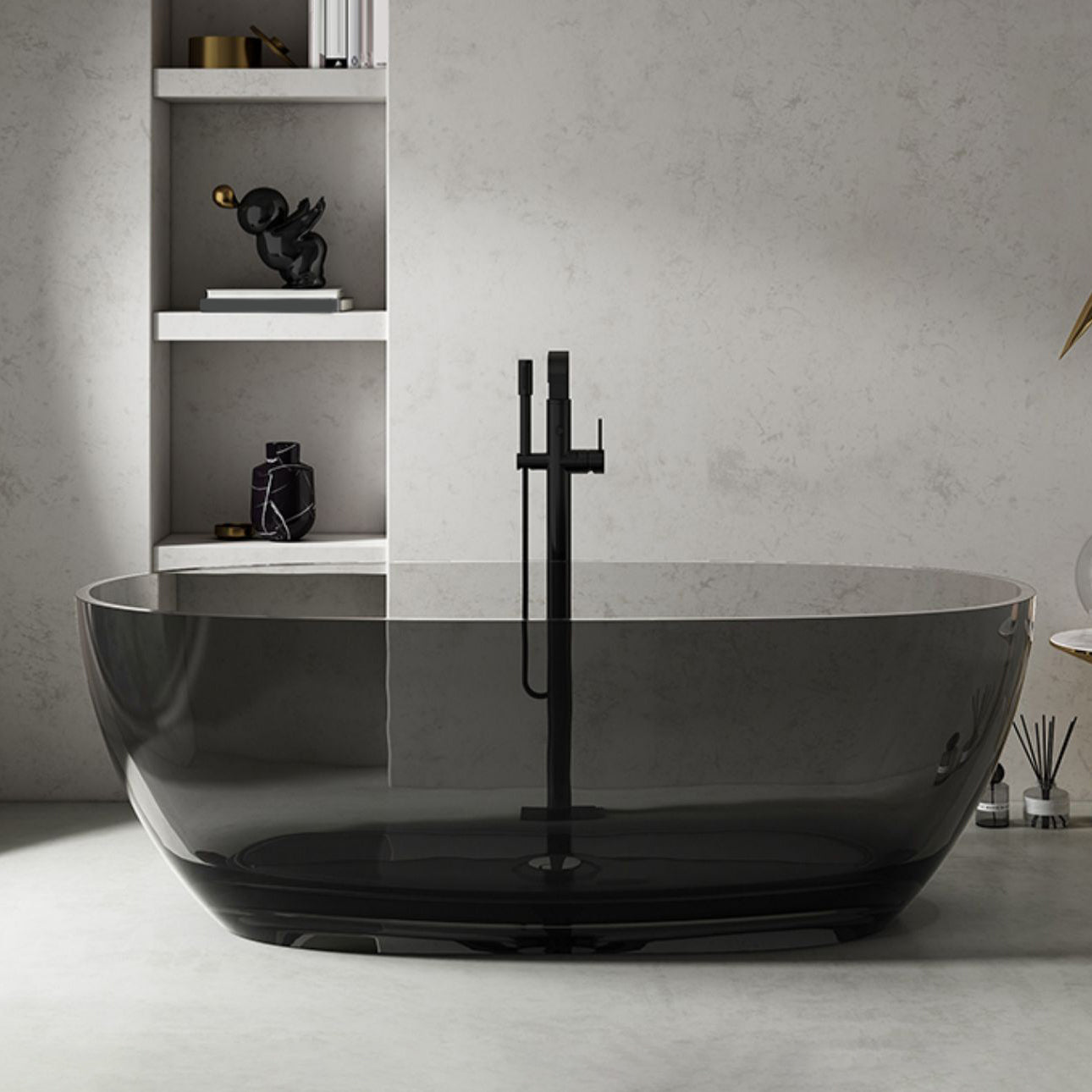 Antique Finish Soaking Bath Tub Stand Alone Modern Oval Bathtub