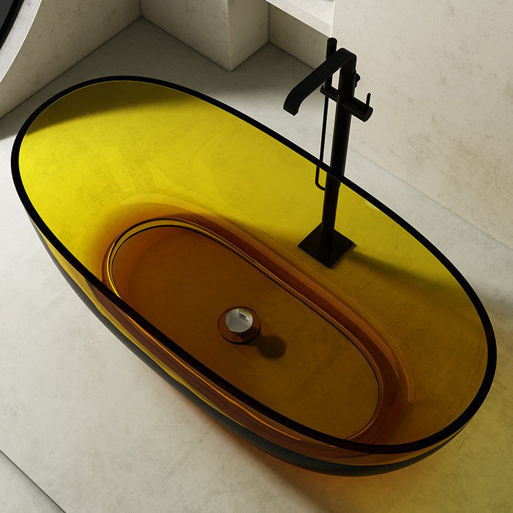 Antique Finish Soaking Bath Tub Stand Alone Modern Oval Bathtub
